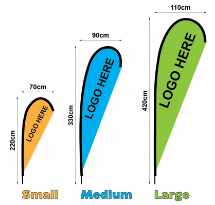 teardrop banner sizes